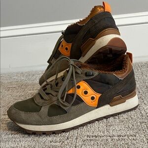 Saucony Shadow Olive, Camo, Bright Orange Athletic Shoes